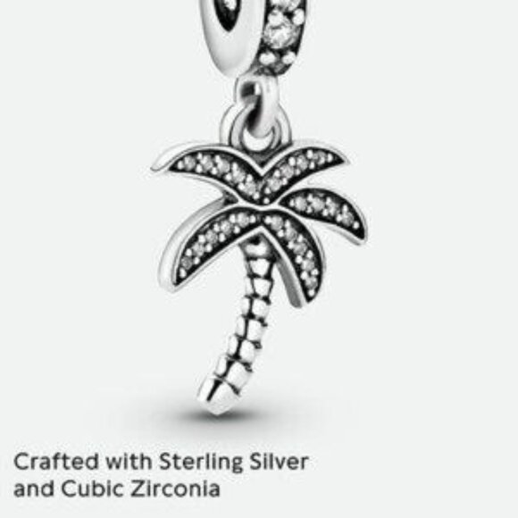 Pandora Sparkling Palm Tree Dangle Charm Sterling Silver - Picture 3 of 4